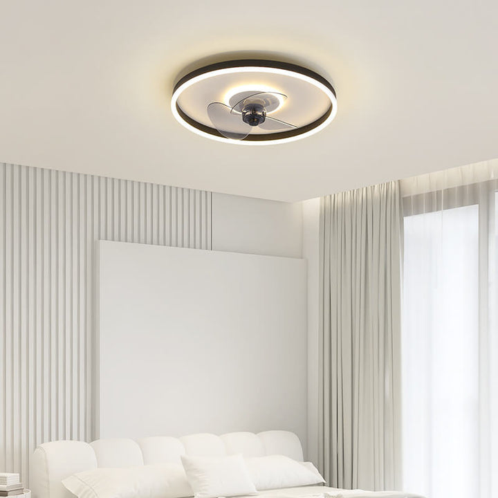 Contemporary Round Aluminum LED Ceiling Fan Light