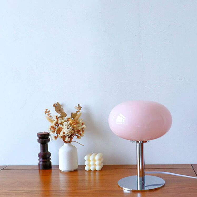 Contemporary Nordic Round Iron Glass 1-Light Table Lamp For Bedroom