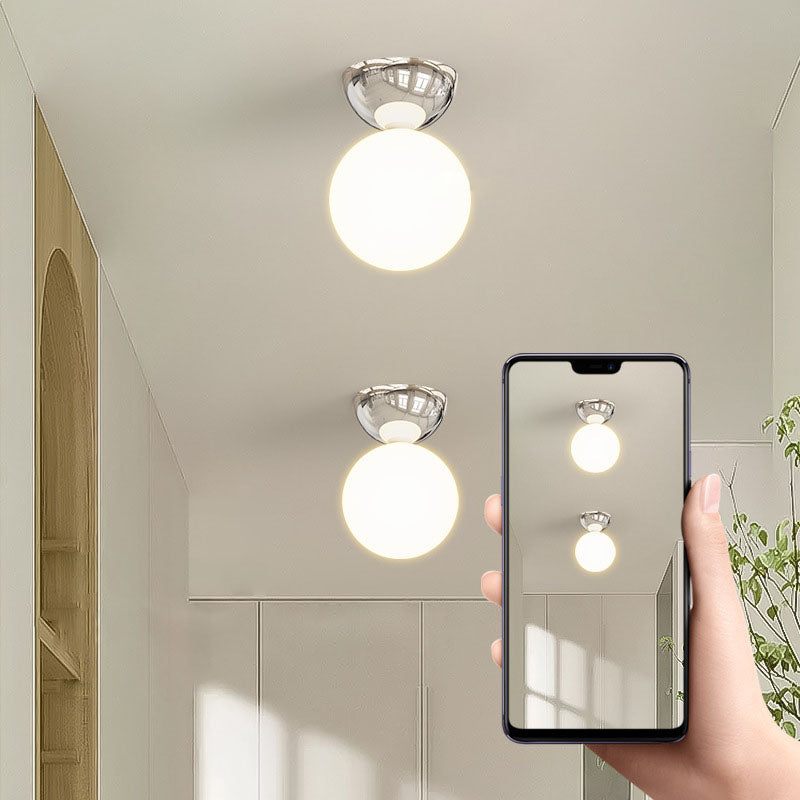 Nordic Spherical Glass Semi-Flush Ceiling Light