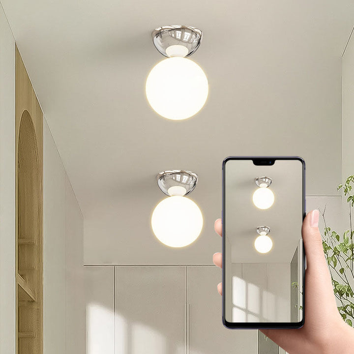 Nordic Spherical Glass Semi-Flush Ceiling Light