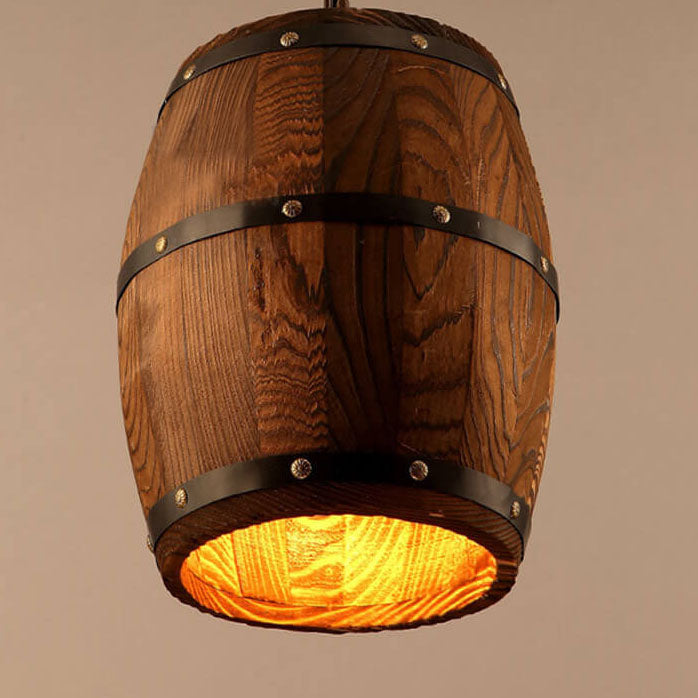Traditional Round Wood Pendant Light