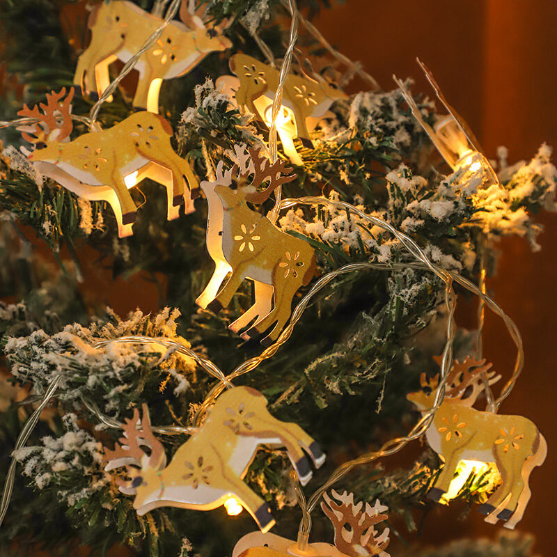 Painted Bells Elk Christmas String Lights