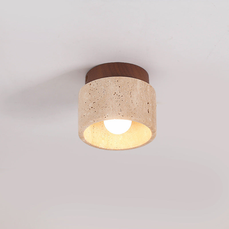 Wabi-Sabi Column Wood Semi-Flush Ceiling Light