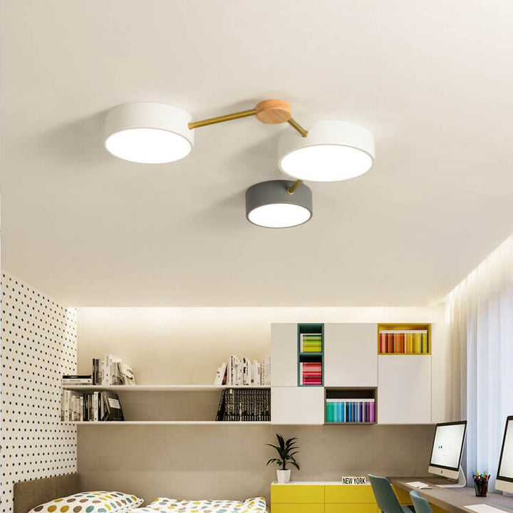 Nordic Solid Wood LED Flush Mount Ceiling Light
