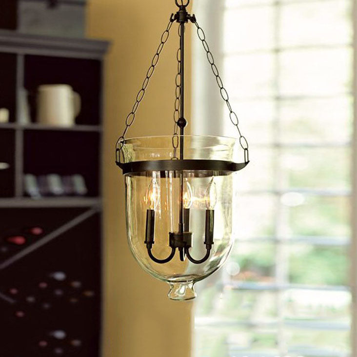 Traditional Round Glass 3-Light Chandelier