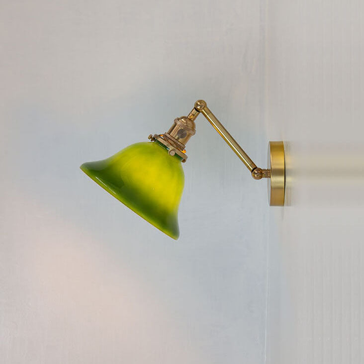 Traditional Vintage Round Glass Brass 1-Light Wall Sconce Lamp For Bedroom