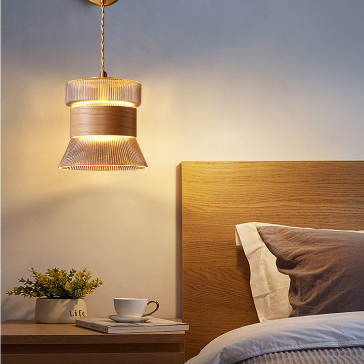 Traditional Cylinder Walnut Wall Sconce