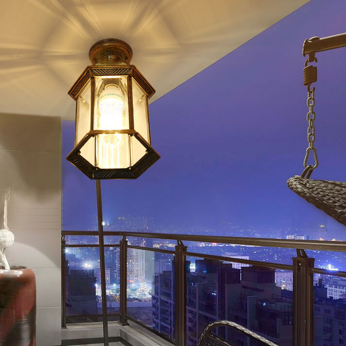 Traditional Lantern Waterproof Semi-Flush Ceiling Light