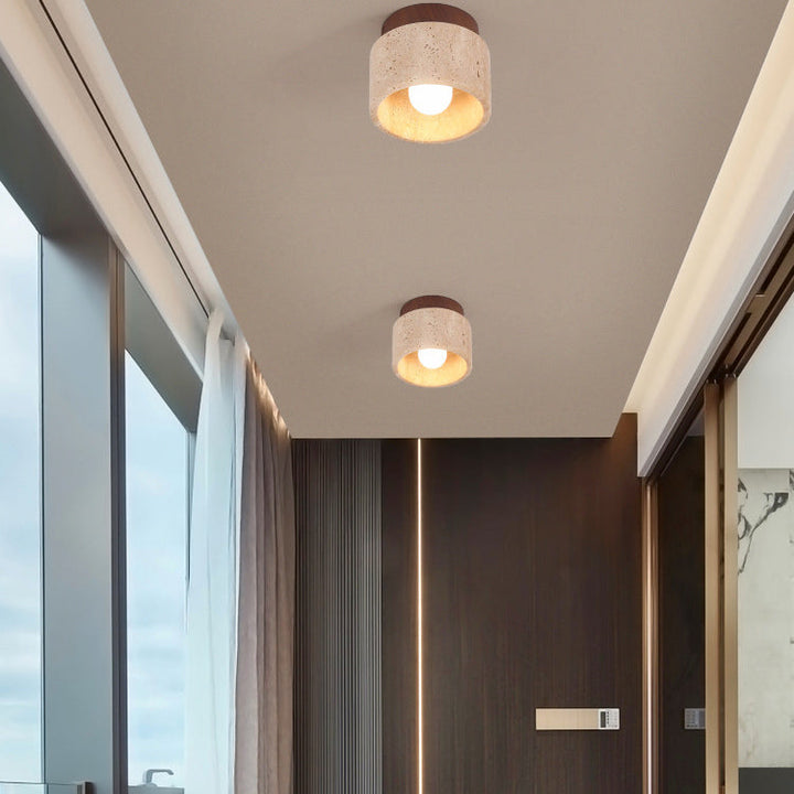 Wabi-Sabi Column Wood Semi-Flush Ceiling Light