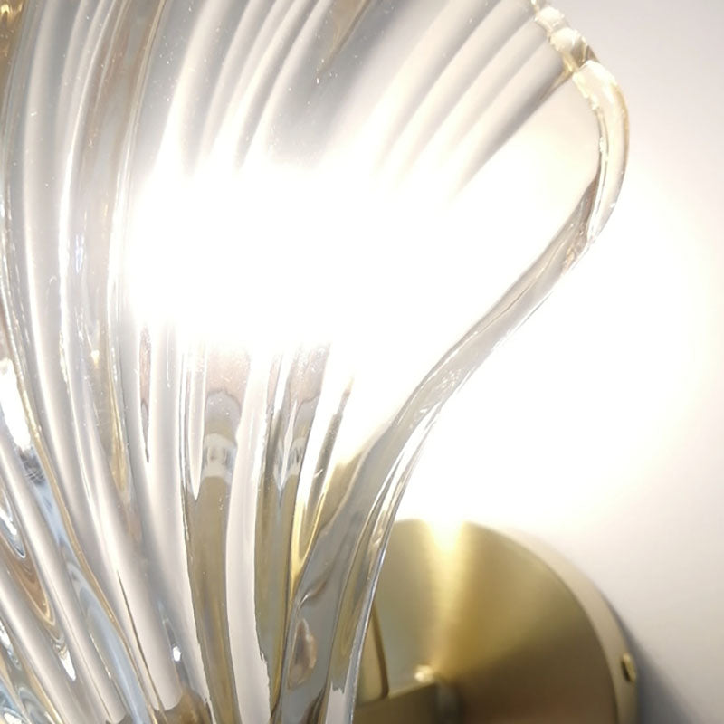 Art Deco Shell Brass Wall Sconce