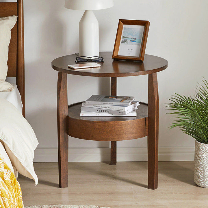 Contemporary Circular Wood End Table