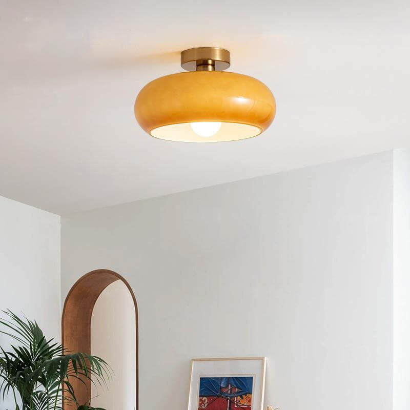 Modern Round Copper Flush Mount Ceiling Light