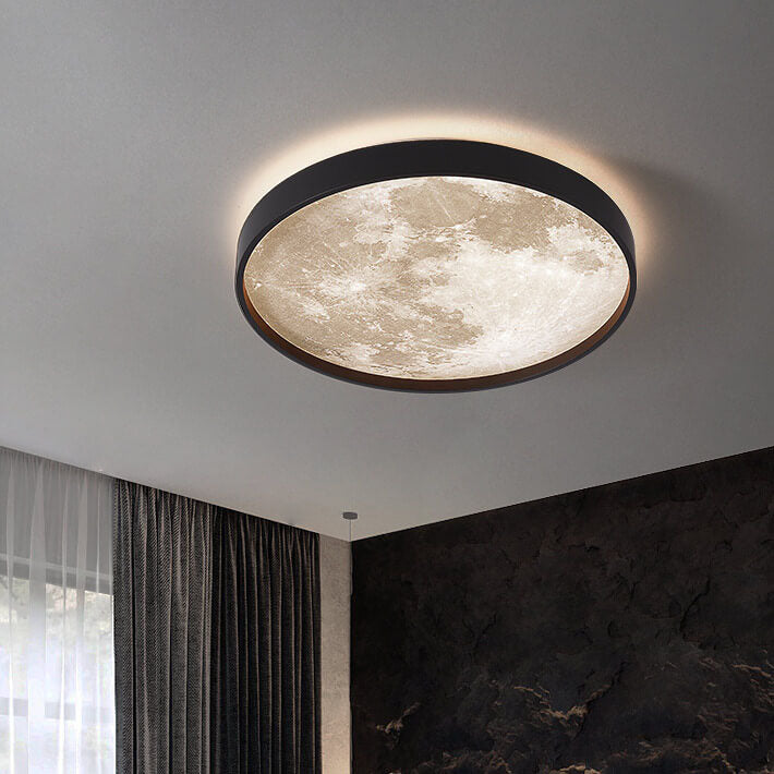Moon Minimalist Round Acrylic LED Flush Mount Ceiling Light