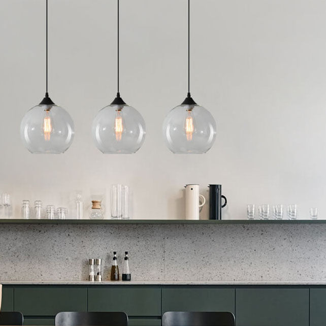 Stained Minimalist Round Glass Pendant Light