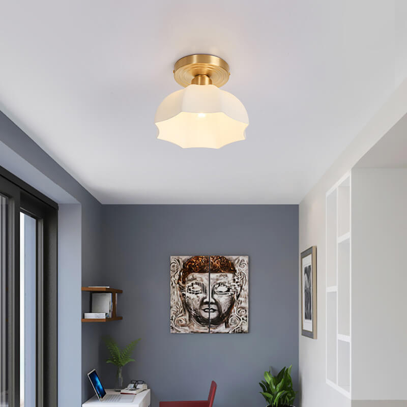 Japanese Vintage Dome Brass Semi-Flush Ceiling Light