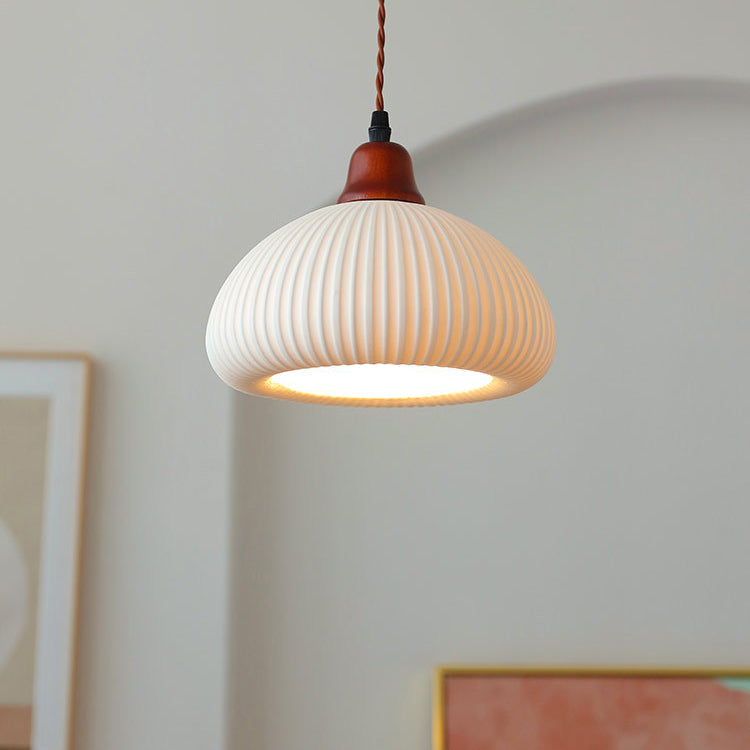 Traditional Round Solid Wood Pendant Light
