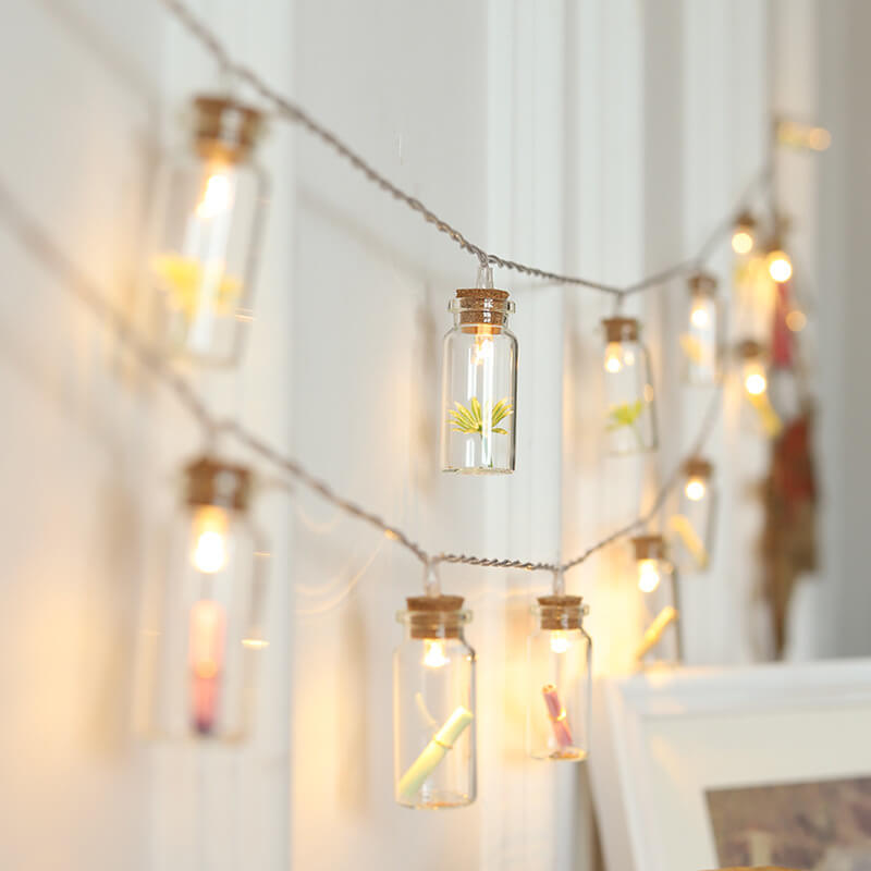Wishing Bottle Tree Snow String Lights