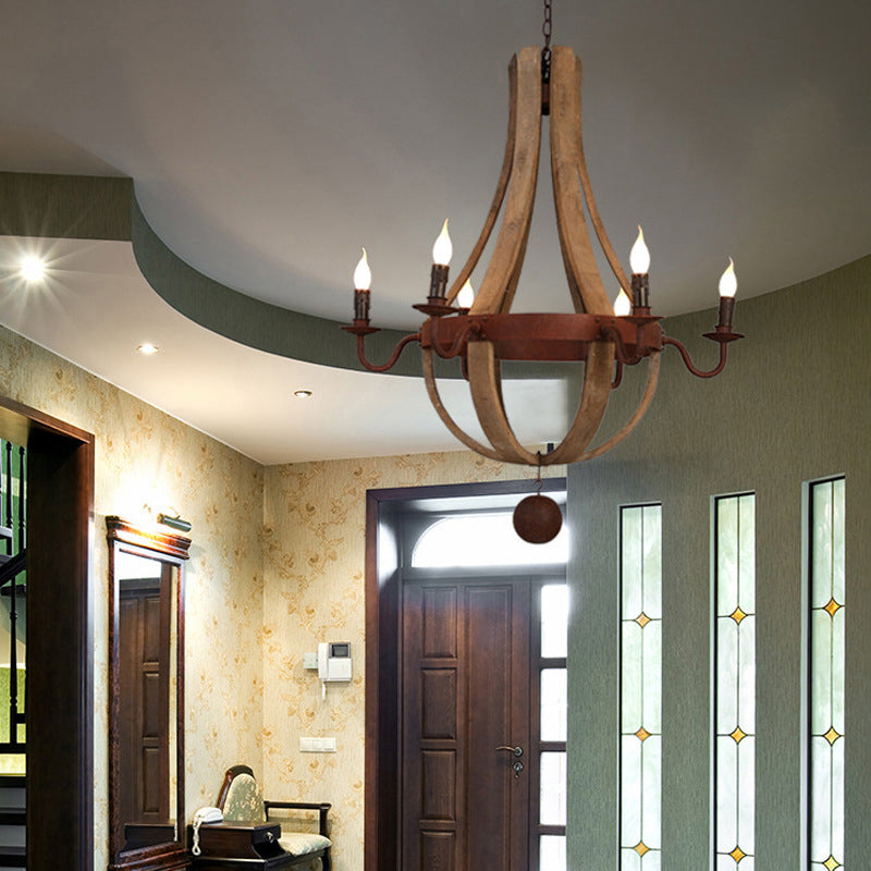 Traditional Branch Wooden 8-Light Chandelier