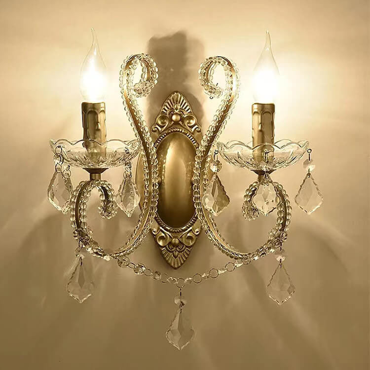 European Vintage Crystal 2-Light Wall Sconce