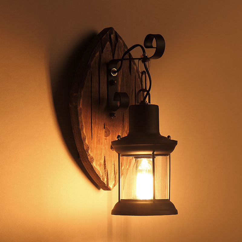 Traditional Disc Wood Wall Sconce