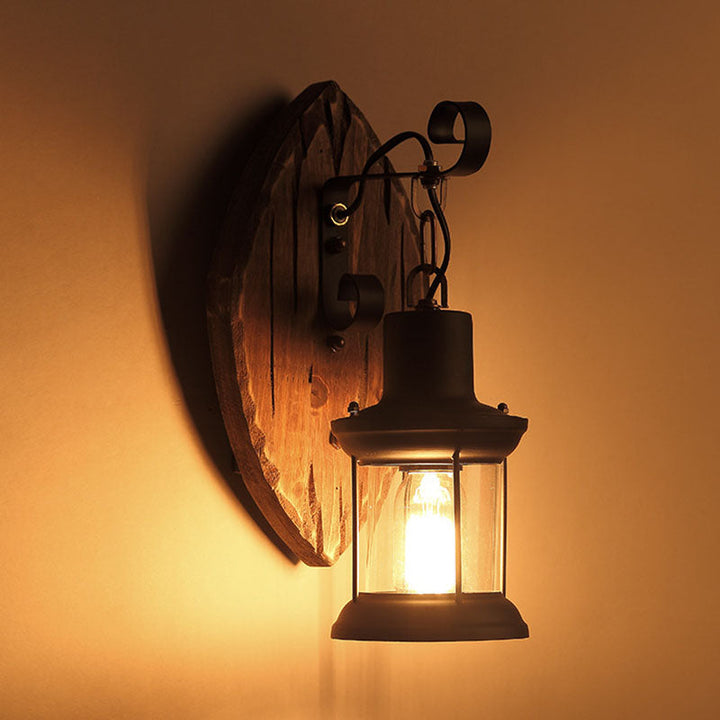 Traditional Disc Wood Wall Sconce