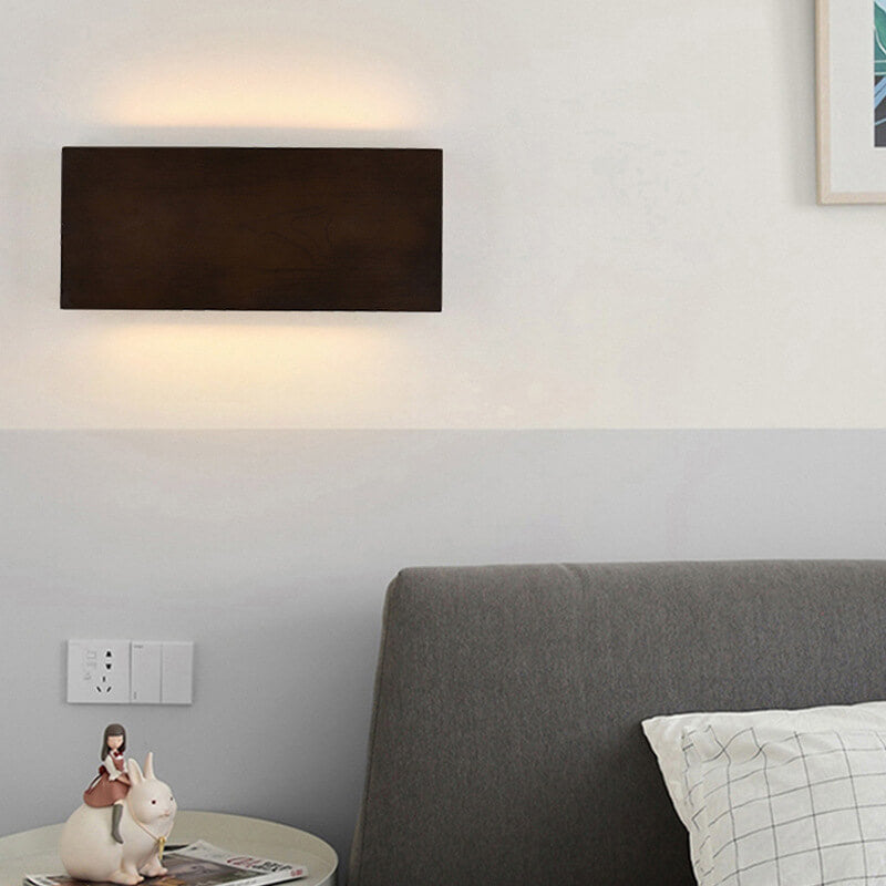 Wabi-Sabi Rectangular Wood LED Wall Sconce