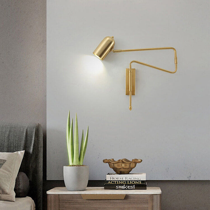 Contemporary Cylinder Iron Swing Arm Wall Sconce