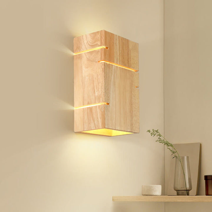 Minimalist Square Wooden 2-Light Wall Sconce