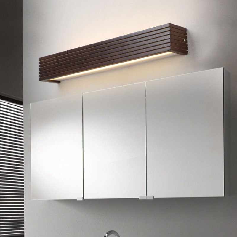 Traditional Rectangular Wood LED Vanity Light