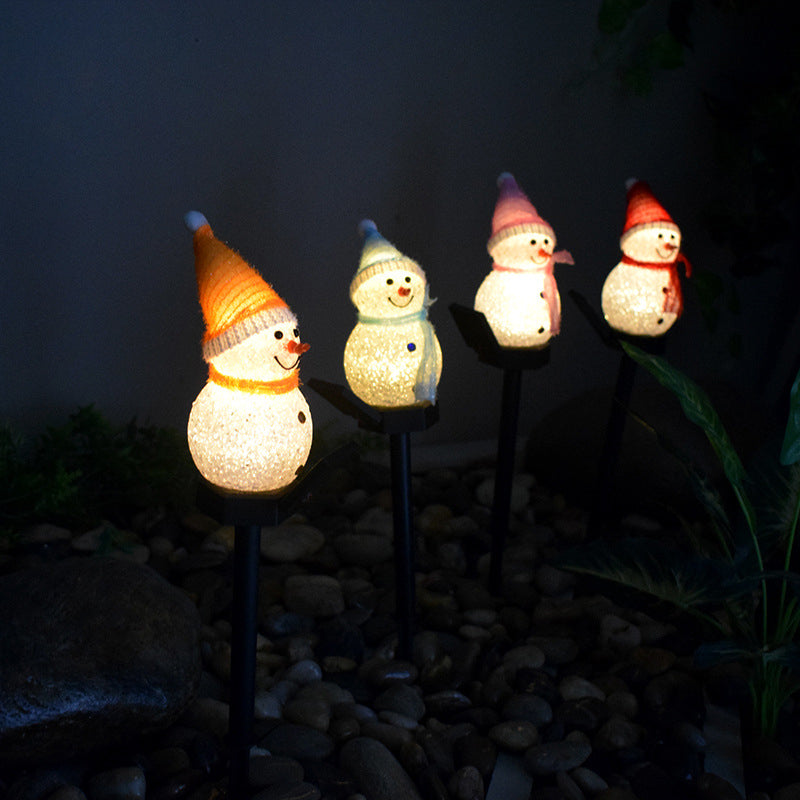 Solar Rice Ball Snowman LED Floor Lamp