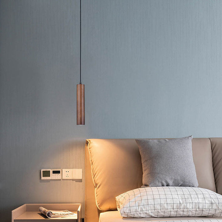 Minimalist Cylinder Wood LED Pendant Light