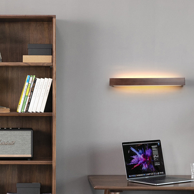 Traditional Rectangular Wood LED Vanity Light