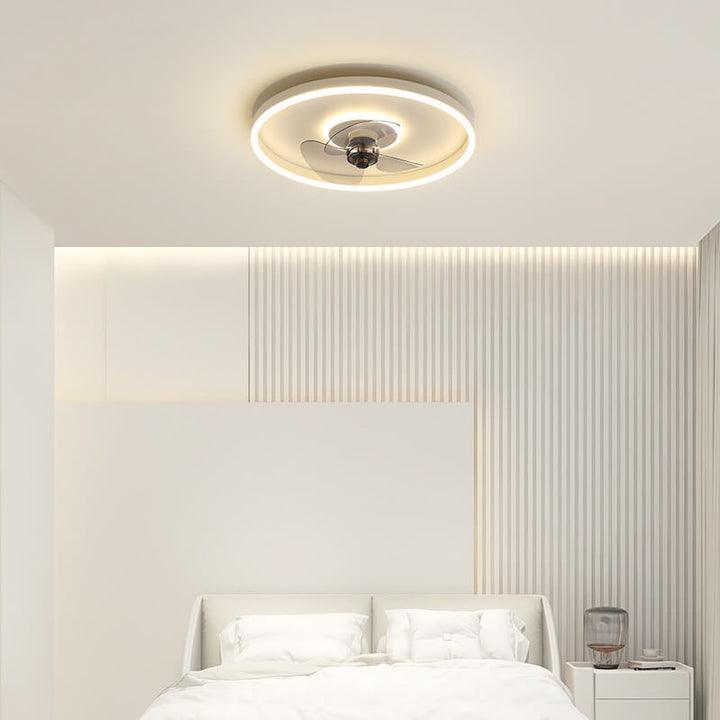 Contemporary Round Aluminum LED Ceiling Fan Light