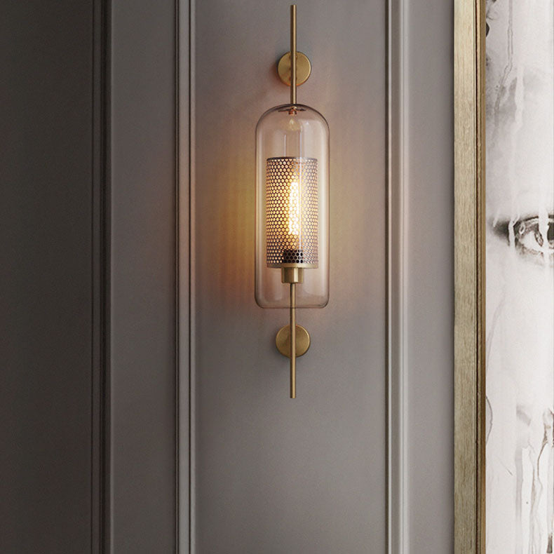 Contemporary Cylinder Glass Wall Sconce