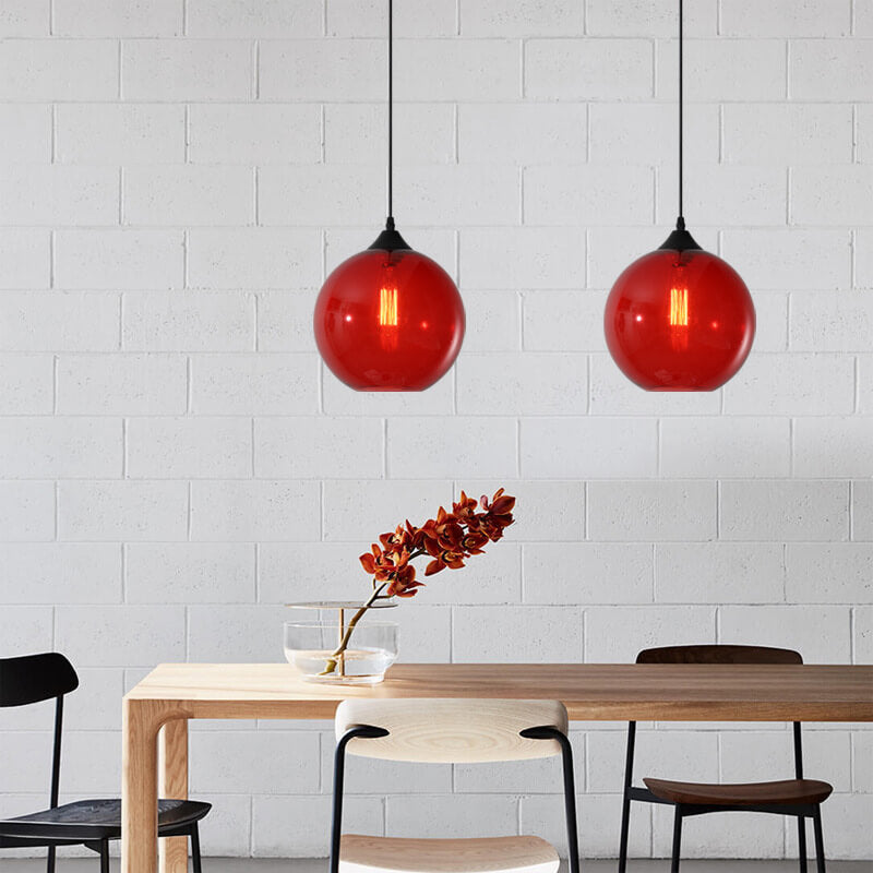 Stained Minimalist Round Glass Pendant Light