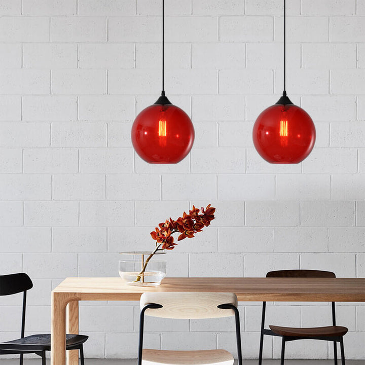 Stained Minimalist Round Glass Pendant Light