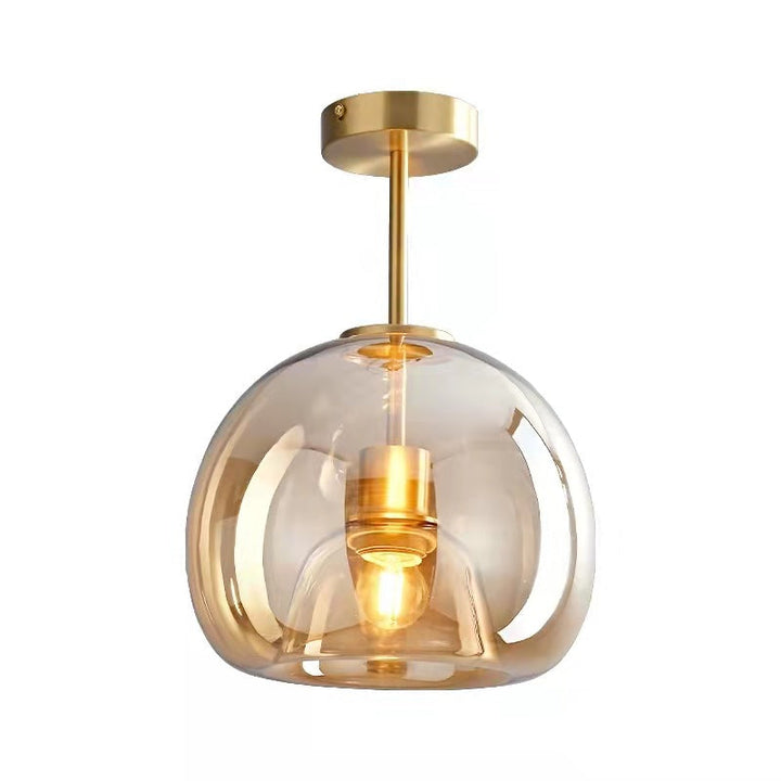 Contemporary Round Glass Semi-Flush Ceiling Light