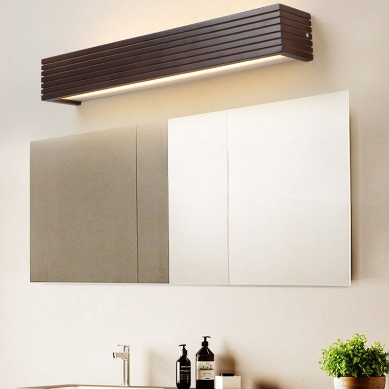 Traditional Rectangular Wood LED Vanity Light