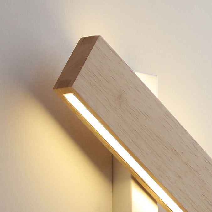 Contemporary Rectangular Solid Wood LED Wall Sconce