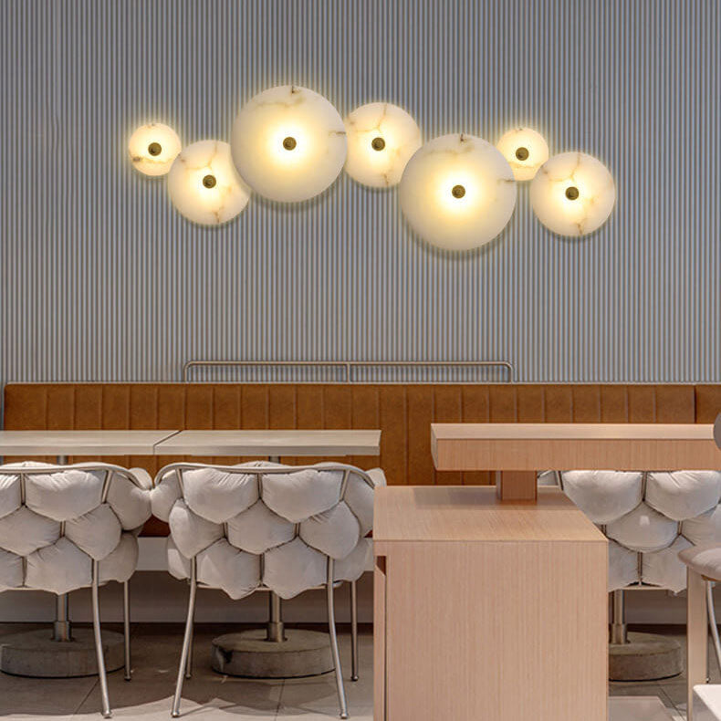 Contemporary Round Marble LED Wall Sconce