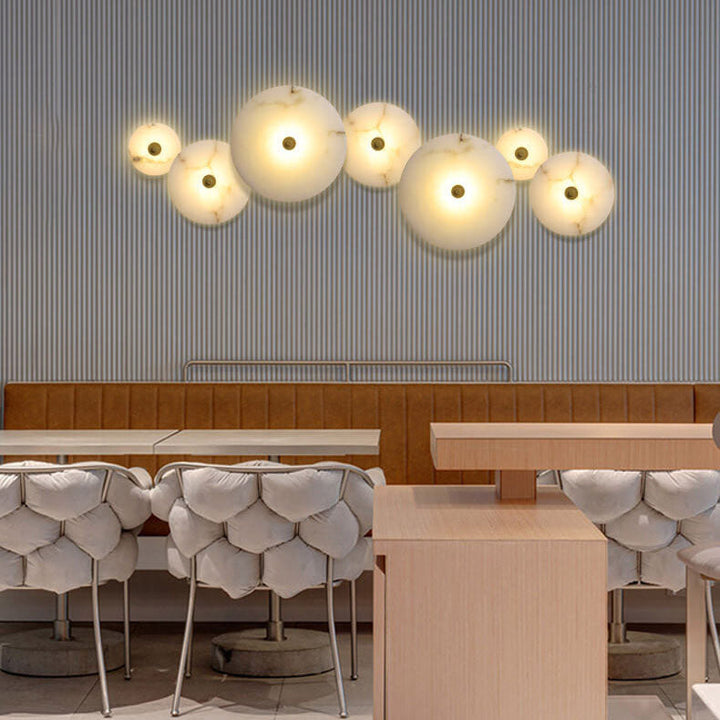Contemporary Round Marble LED Wall Sconce