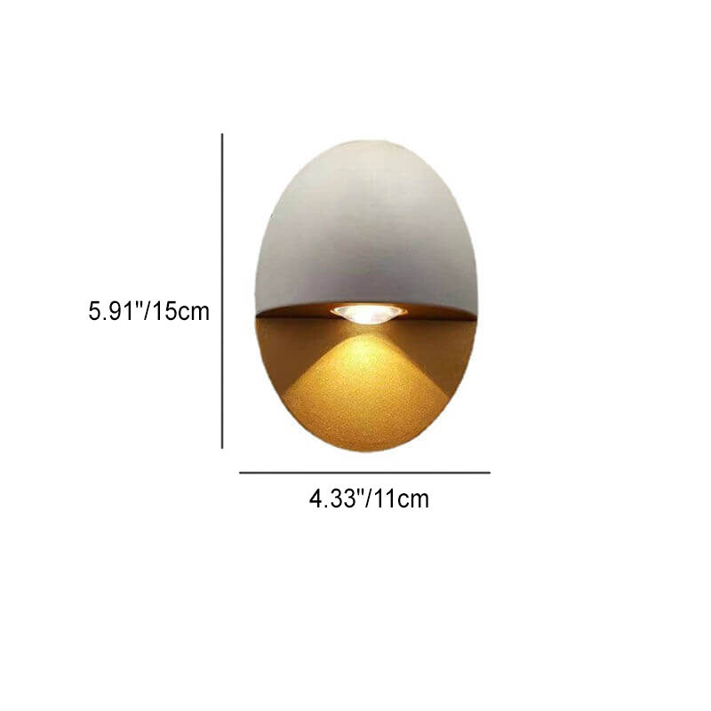 Modern Minimalist Oval Shape Aluminum Outdoor Waterproof LED Wall Sconce Lamp for Outdoor Patio