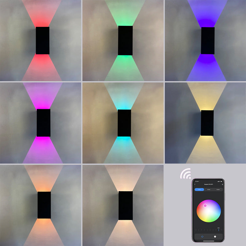 Modern Minimalist Aluminum Smart Square APP Dimming Waterproof LED Wall Sconce Lamp For Outdoor