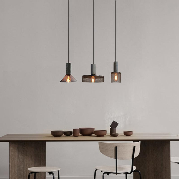 Contemporary Cylindrical Iron Pendant Light
