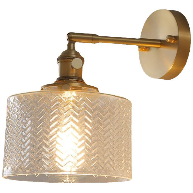 Green Minimalist Cylinder Brass Wall Sconce