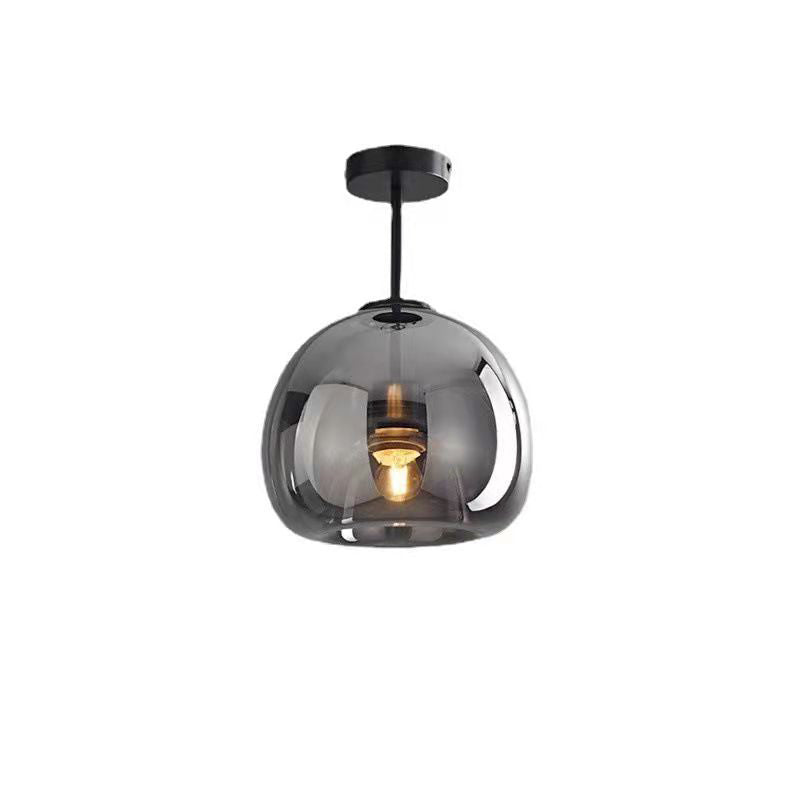 Contemporary Round Glass Semi-Flush Ceiling Light