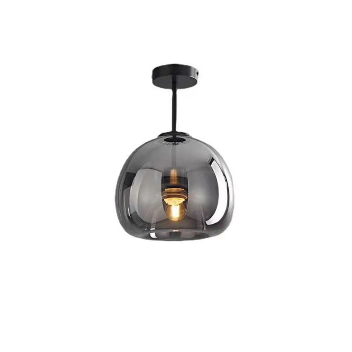 Contemporary Round Glass Semi-Flush Ceiling Light