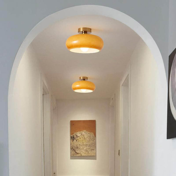Modern Round Copper Flush Mount Ceiling Light