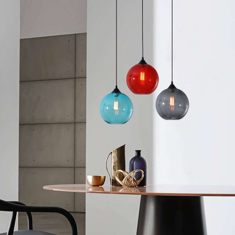 Stained Minimalist Round Glass Pendant Light