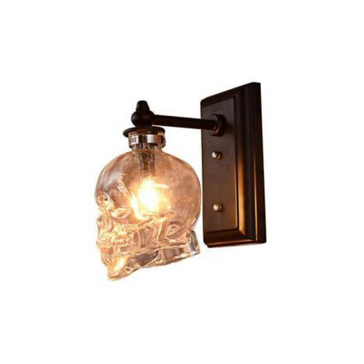Skull Contemporary Round Glass Wall Sconce